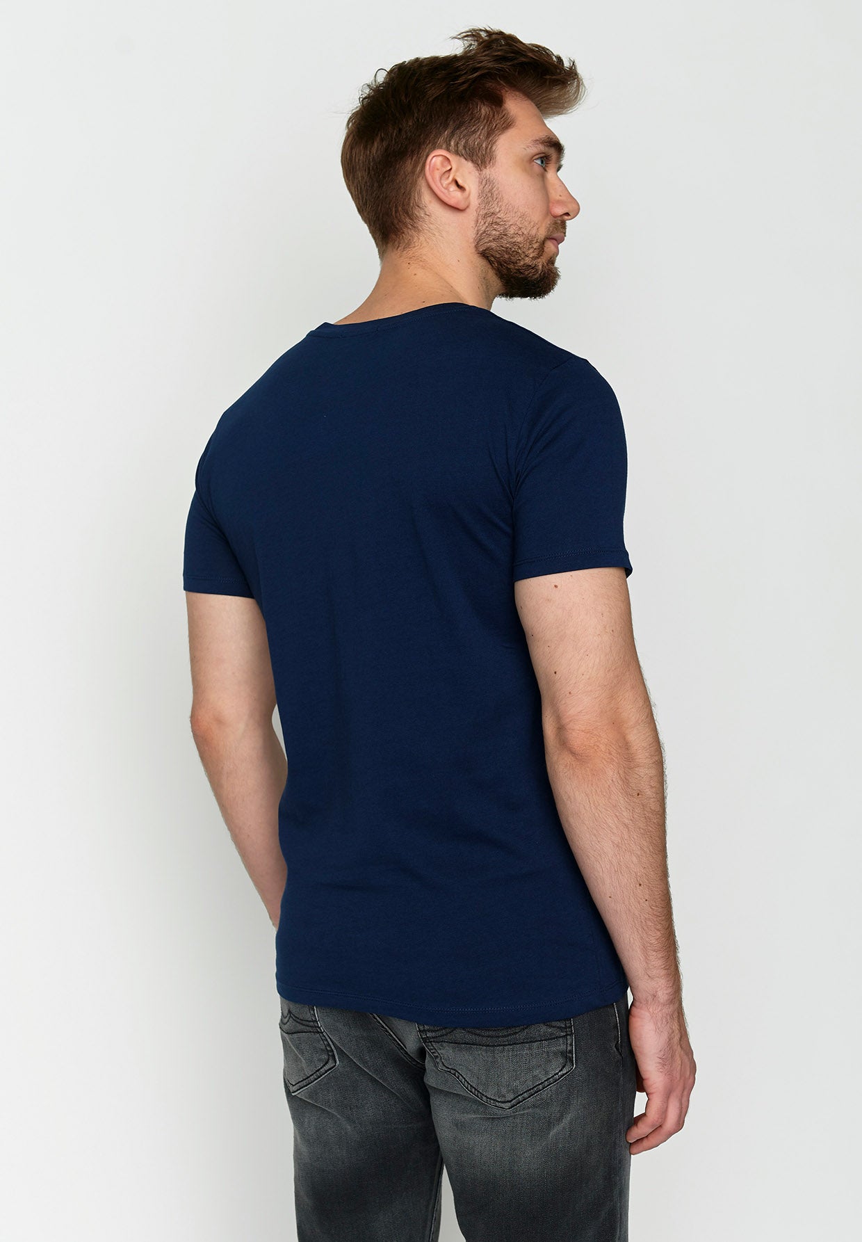 Navy: Sportliches T-Shirt aus Bio-Baumwolle für Herren [3717]