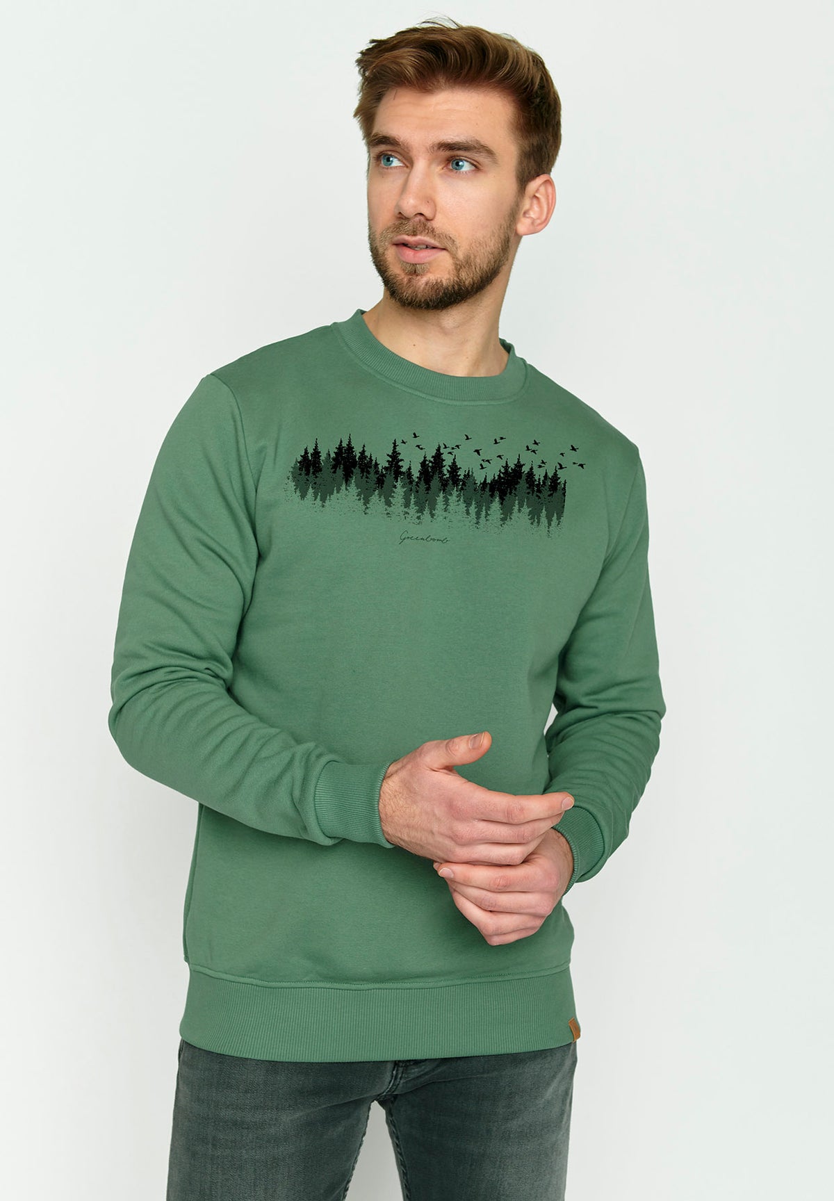 Smoke Green: Gemütliches Sweatshirt aus Bio-Baumwolle für Herren [3797]