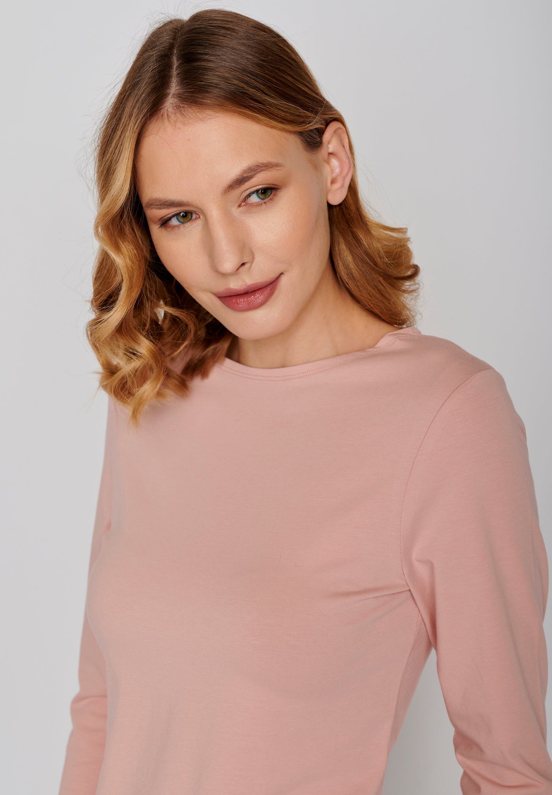 Shrimp Rose: Sportliches Longsleeve aus Bio-Baumwolle für Damen [379]