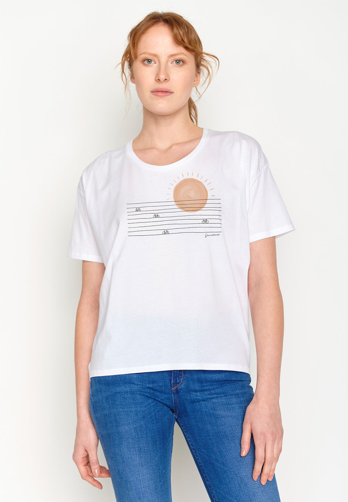 Weißer Lässiges T-Shirt aus Bio-Baumwoll Mix für Damen (1)