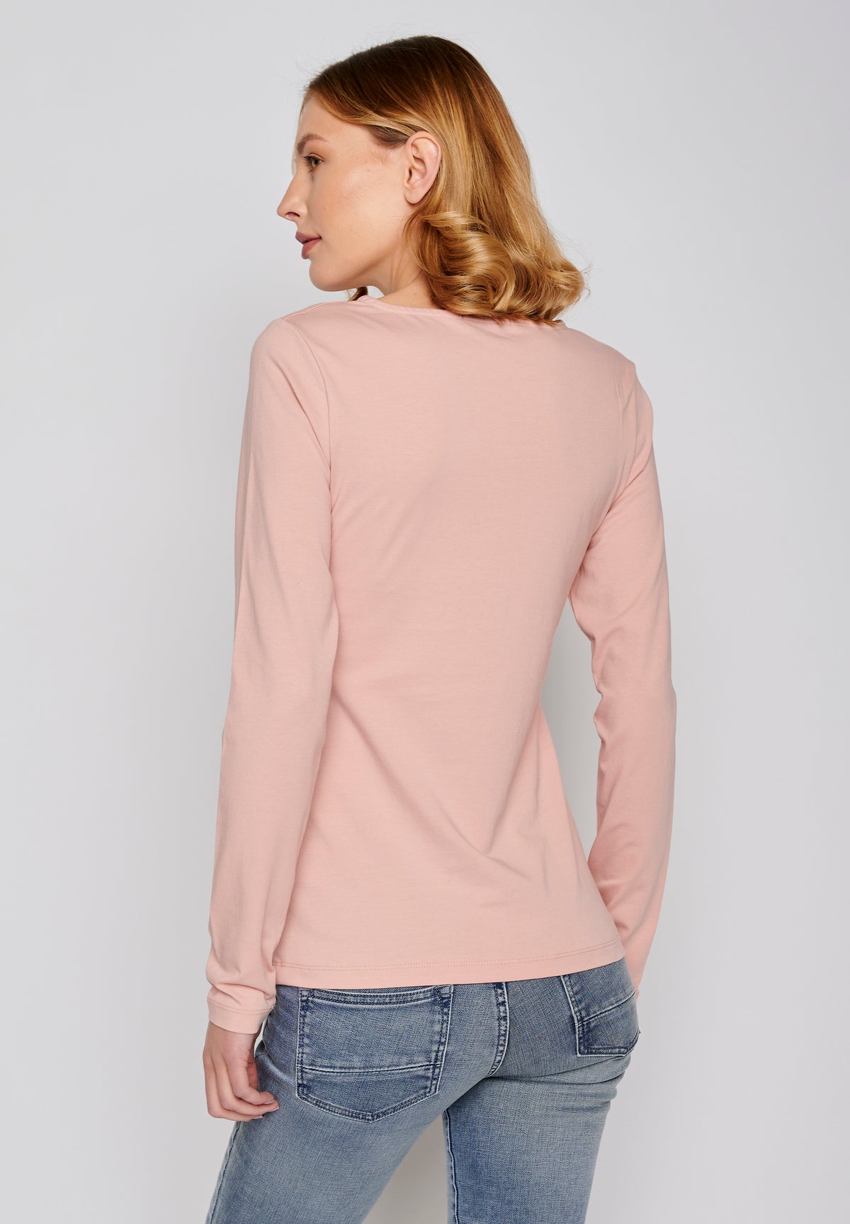 Shrimp Rose: Sportliches Longsleeve aus Bio-Baumwolle für Damen [380]
