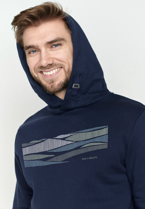 Navy: Kuschliger Hoodie aus Bio-Baumwolle für Herren [3821]