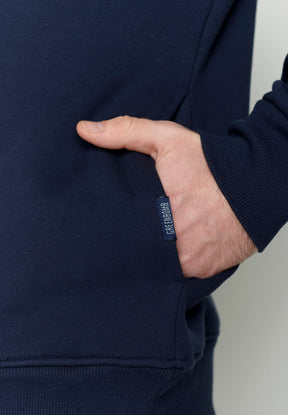 Navy: Kuschliger Hoodie aus Bio-Baumwolle für Herren [3825]