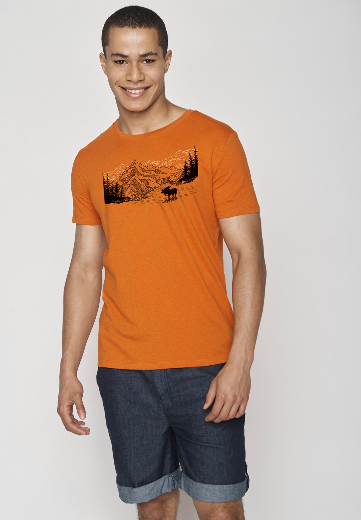 Oranger Sportliches T-Shirt aus Bio-Baumwolle für Herren (1)