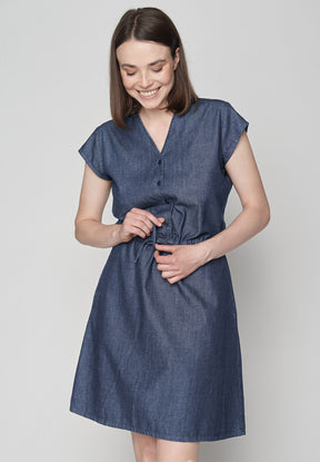 Blauer Elegantes Kleid aus Bio-Baumwolle für Damen (1)