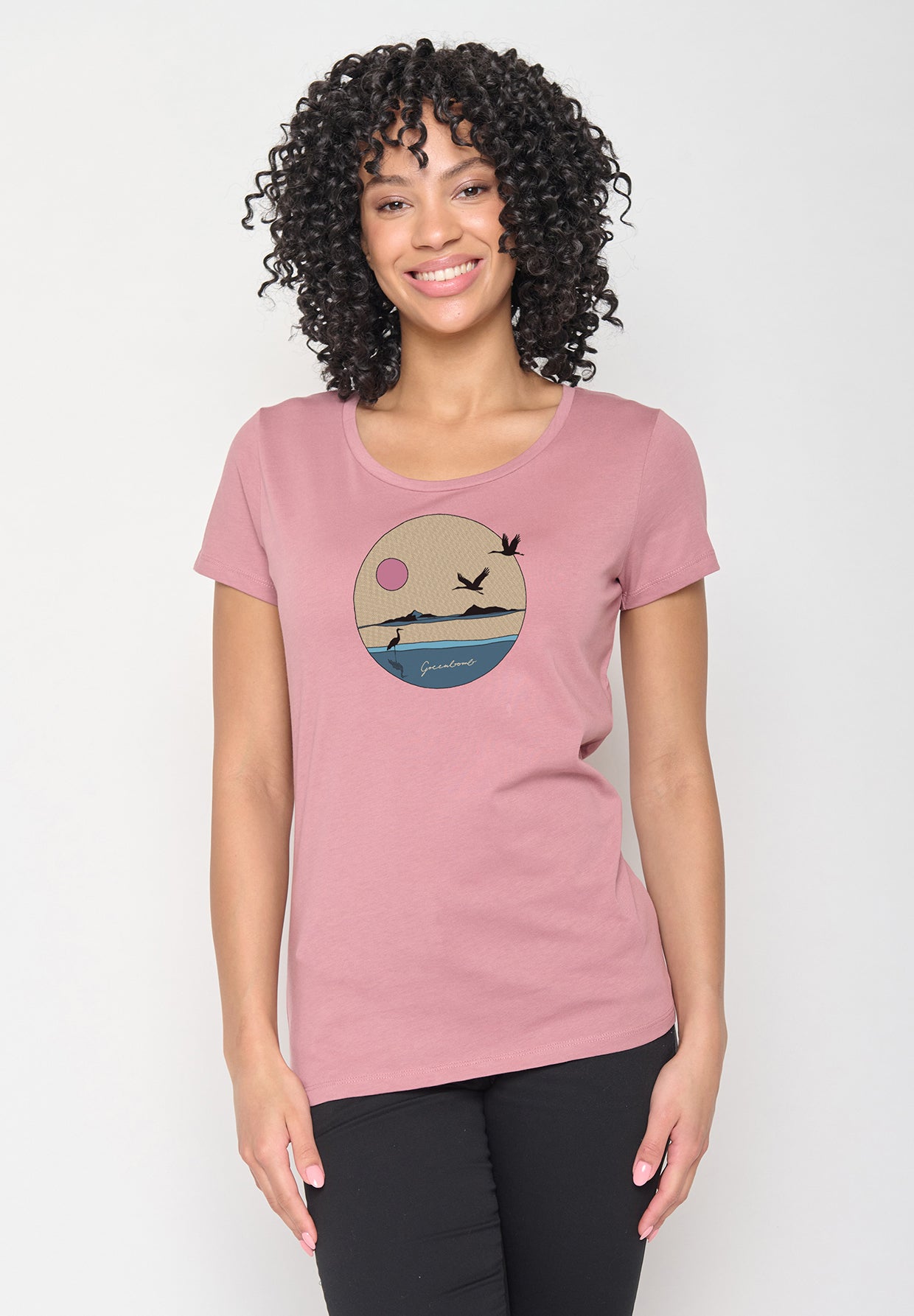 Rosa Lässiges T-Shirt aus Bio-Baumwolle für Damen (1)