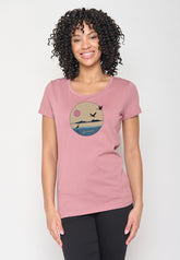 Rosa Lässiges T-Shirt aus Bio-Baumwolle für Damen (1)