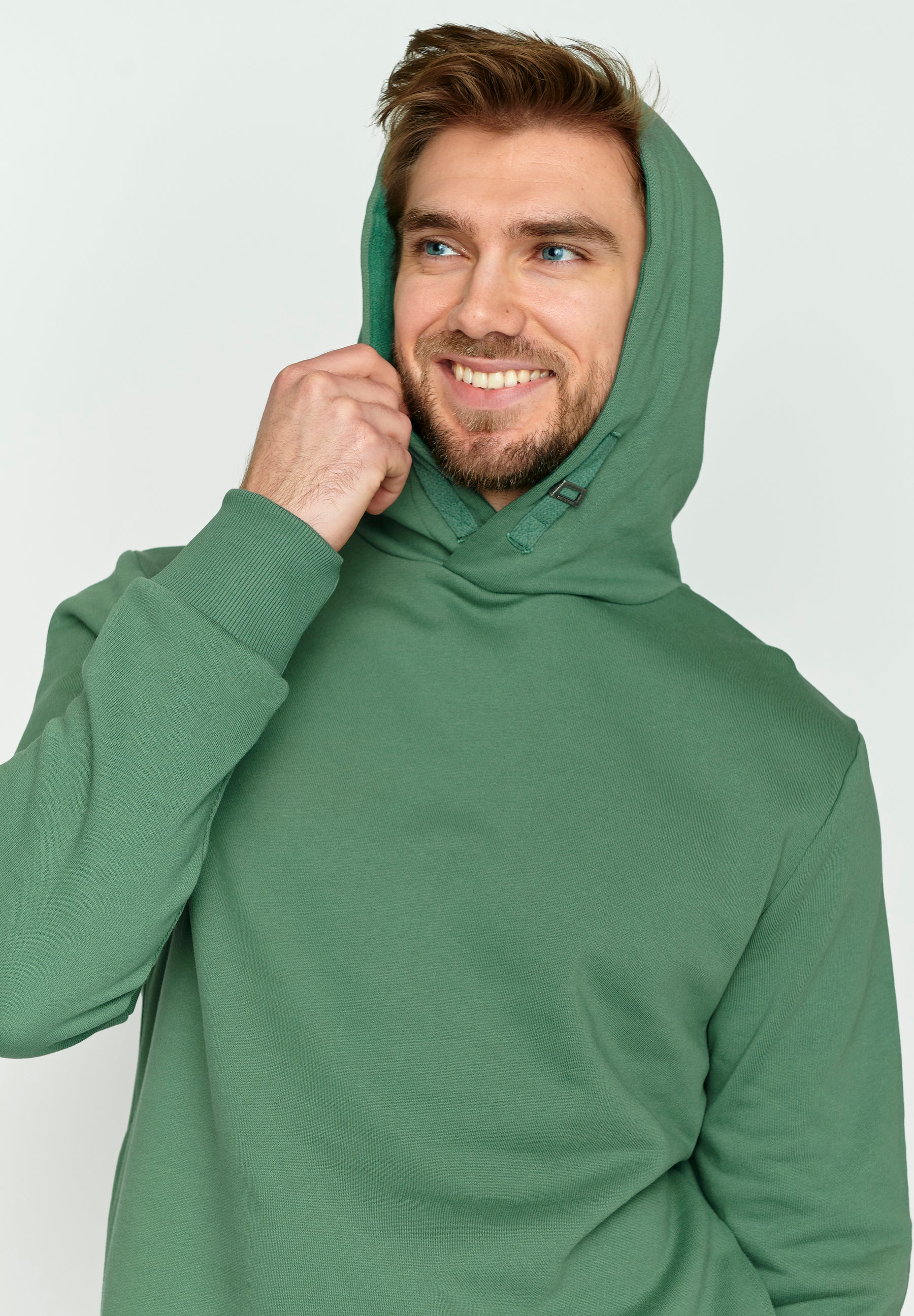 Smoke Green: Kuschliger Hoodie aus Bio-Baumwolle für Herren [4121]