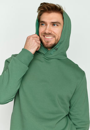 Smoke Green: Kuschliger Hoodie aus Bio-Baumwolle für Herren [4121]