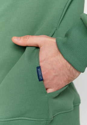 Smoke Green: Kuschliger Hoodie aus Bio-Baumwolle für Herren [4122]