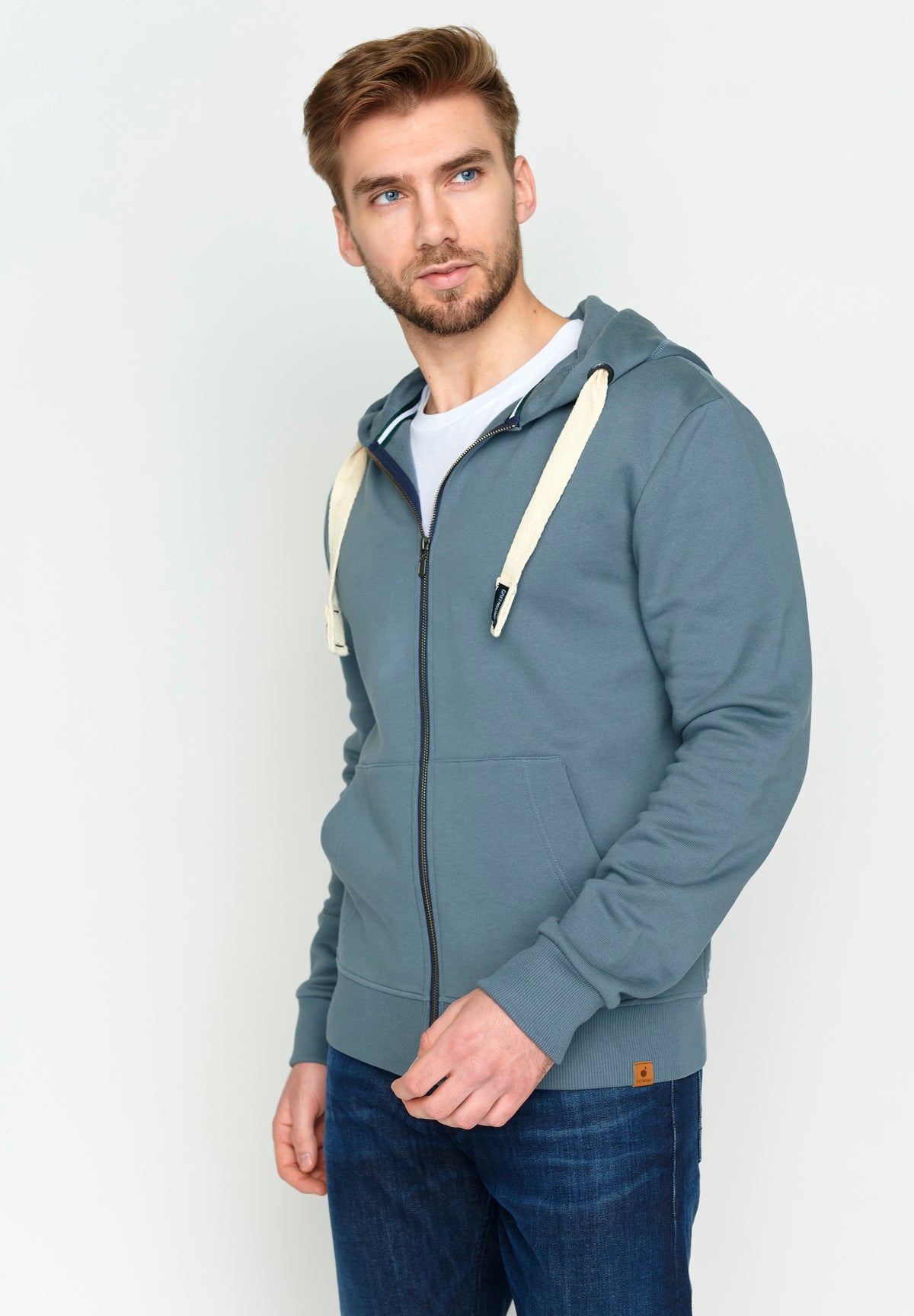 Thunder Grey: Entspannte Zipjacke aus Bio-Baumwolle für Herren [4136]