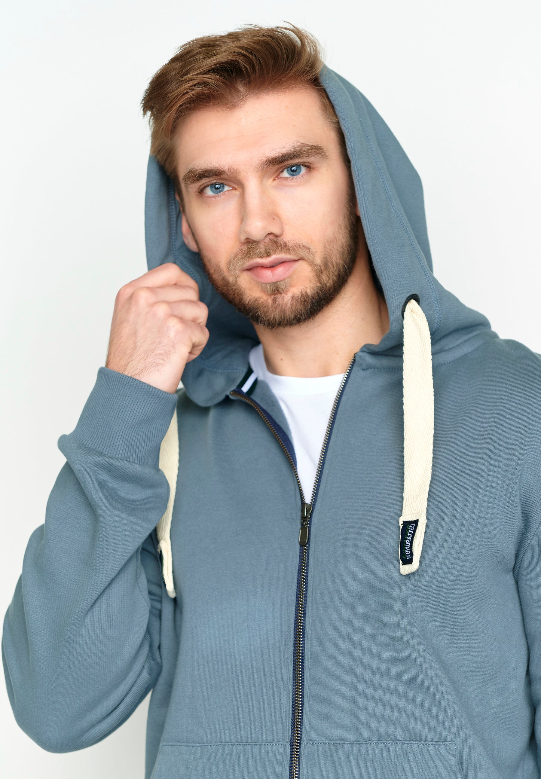 Grau:  Entspannte Zipjacke aus Bio-Baumwolle für Herren [4140]