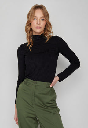 Black: Lässiges Longsleeve aus LENZING™ TENCEL™ Mix für Damen [414]