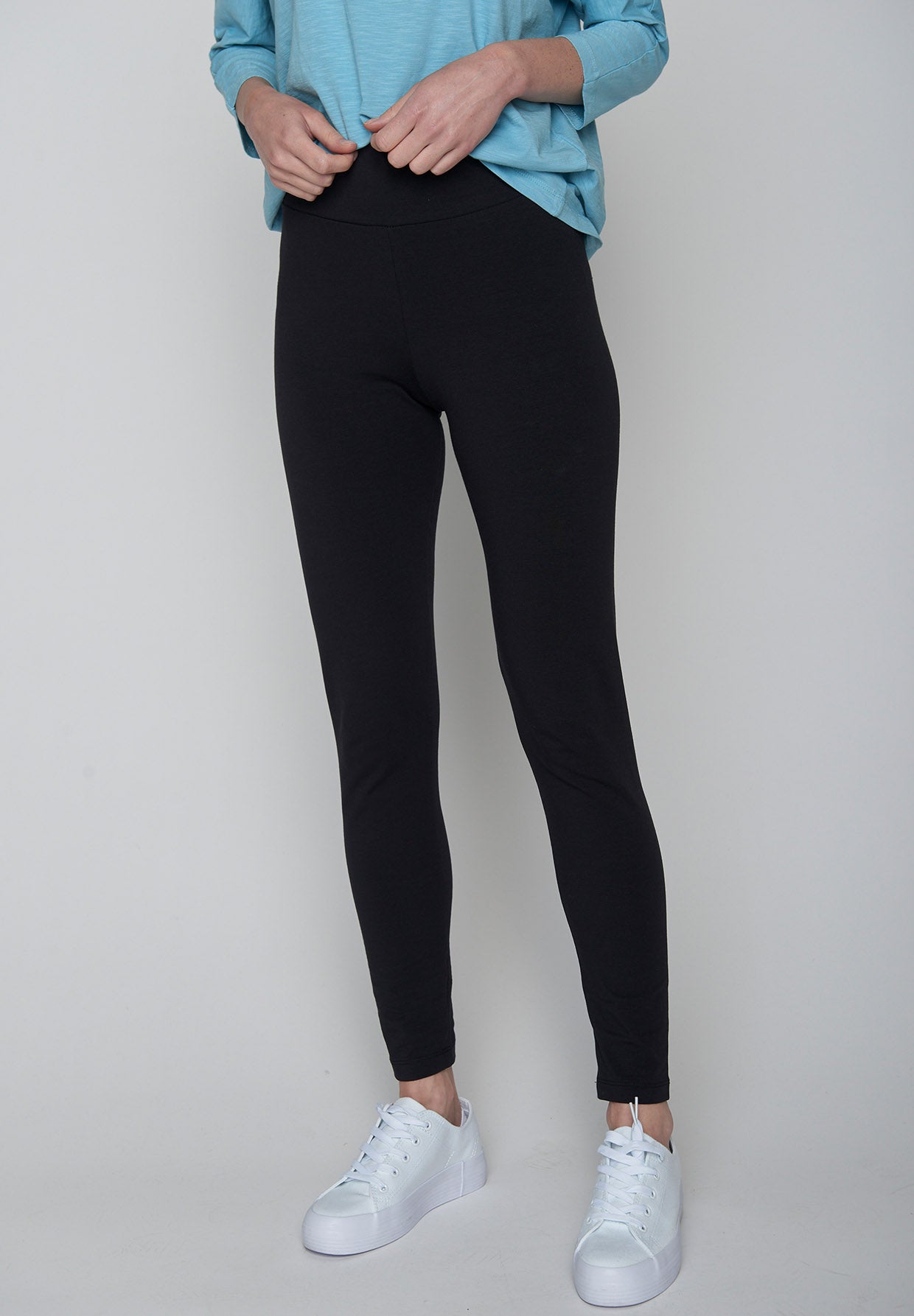 Schwarz:  Lässige Leggings aus Bio-Baumwolle für Damen [420]