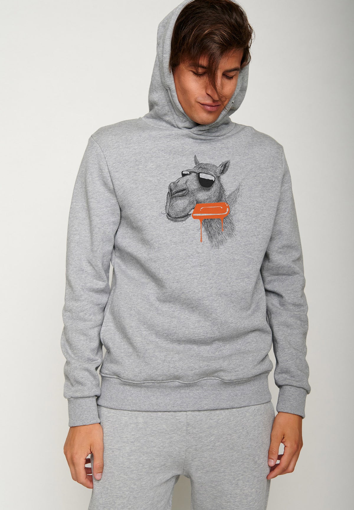 Heather Grey: Kuschliger Hoodie aus Bio-Baumwolle für Herren [4319]