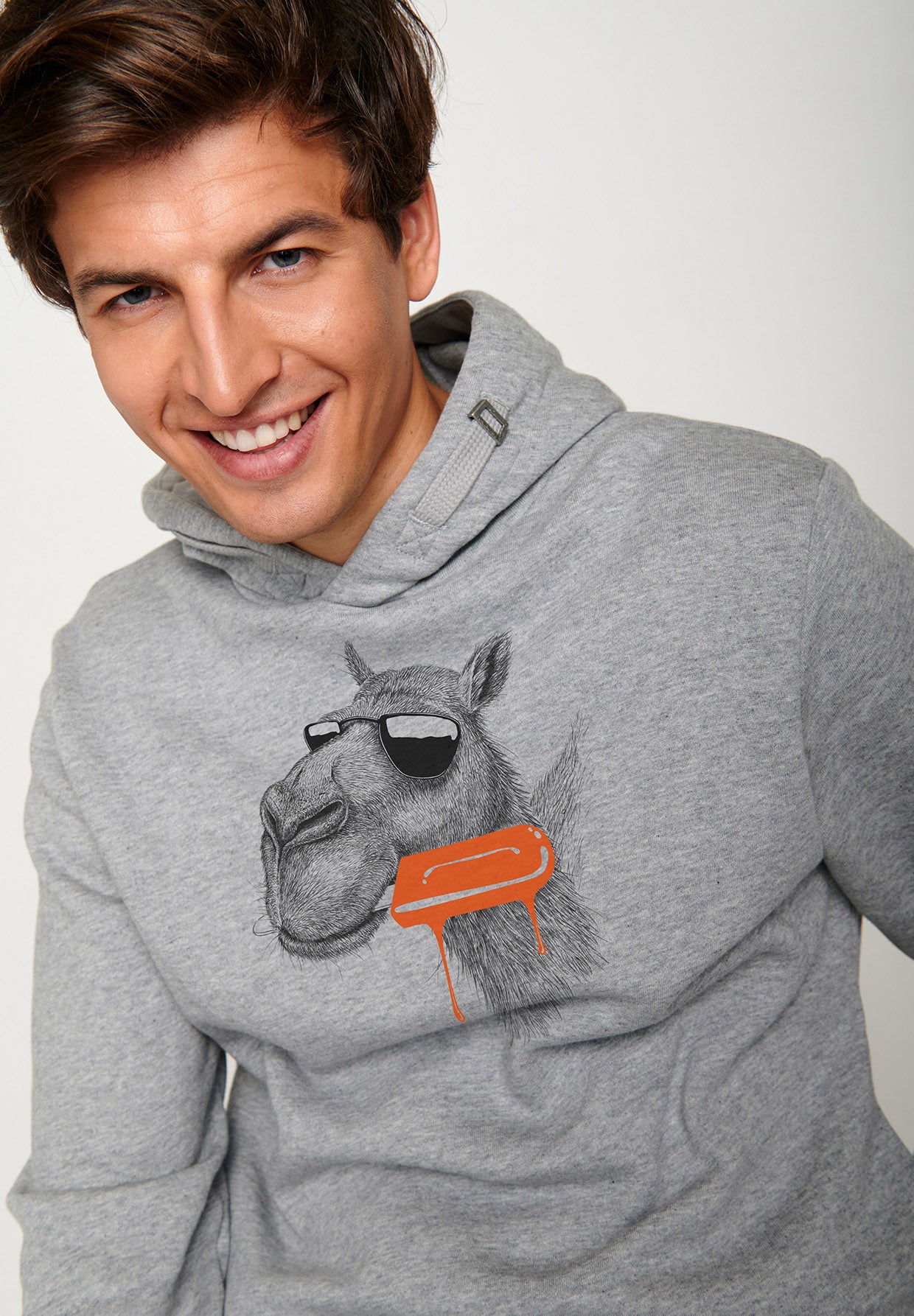 Heather Grey: Kuschliger Hoodie aus Bio-Baumwolle für Herren [4321]
