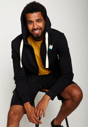 Black: Entspannte Zipjacke aus Bio-Baumwolle für Herren [4339]