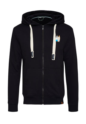 Black: Entspannte Zipjacke aus Bio-Baumwolle für Herren [4340]