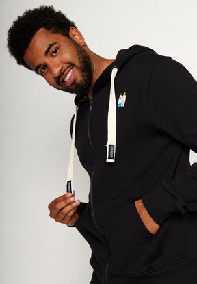 Black: Entspannte Zipjacke aus Bio-Baumwolle für Herren [4344]