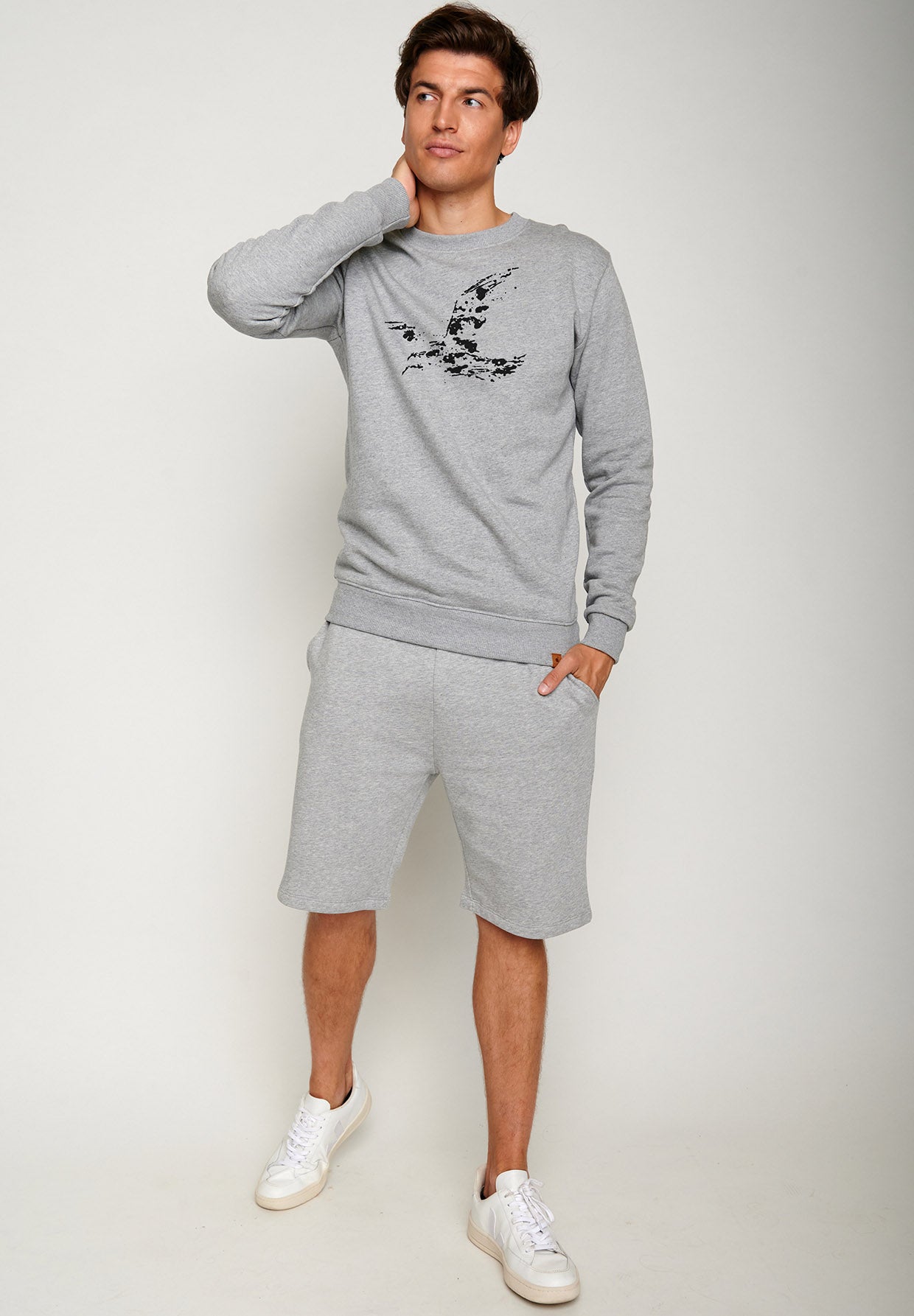 Heather Grey: Gemütliches Sweatshirt aus Bio-Baumwolle für Herren [4391]