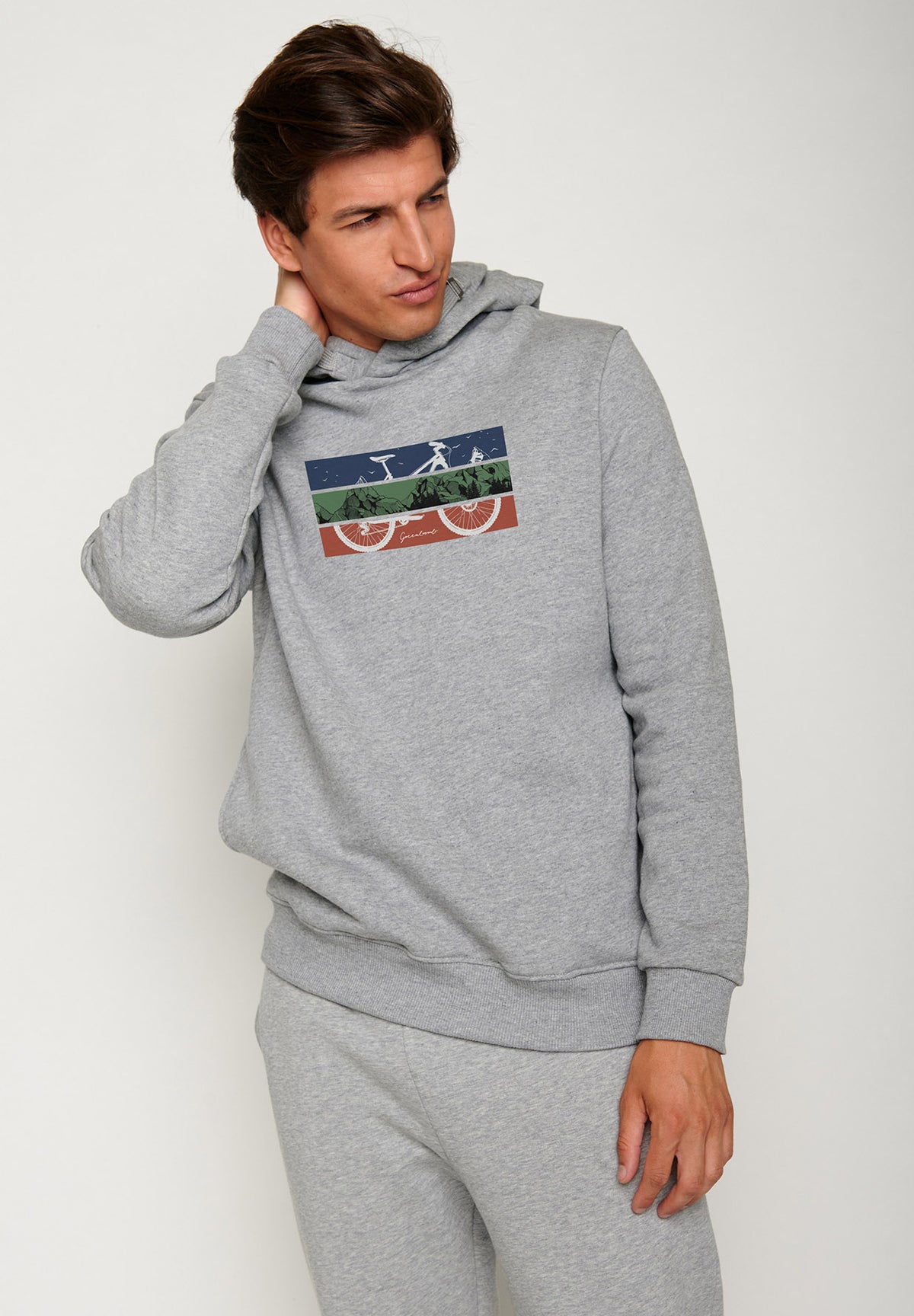 Heather Grey: Kuschliger Hoodie aus Bio-Baumwolle für Herren [4489]