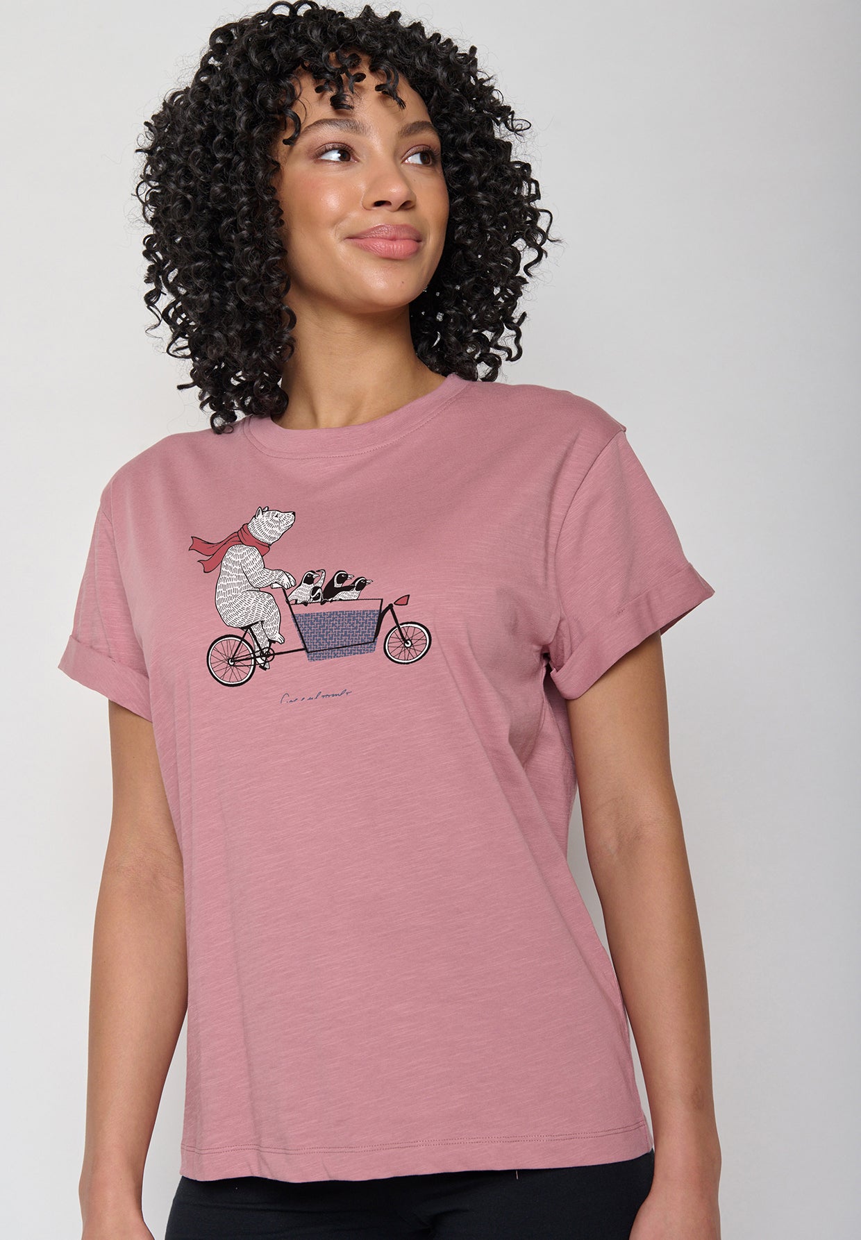 Rosa Lässiges T-Shirt aus Bio-Baumwolle für Damen (1)