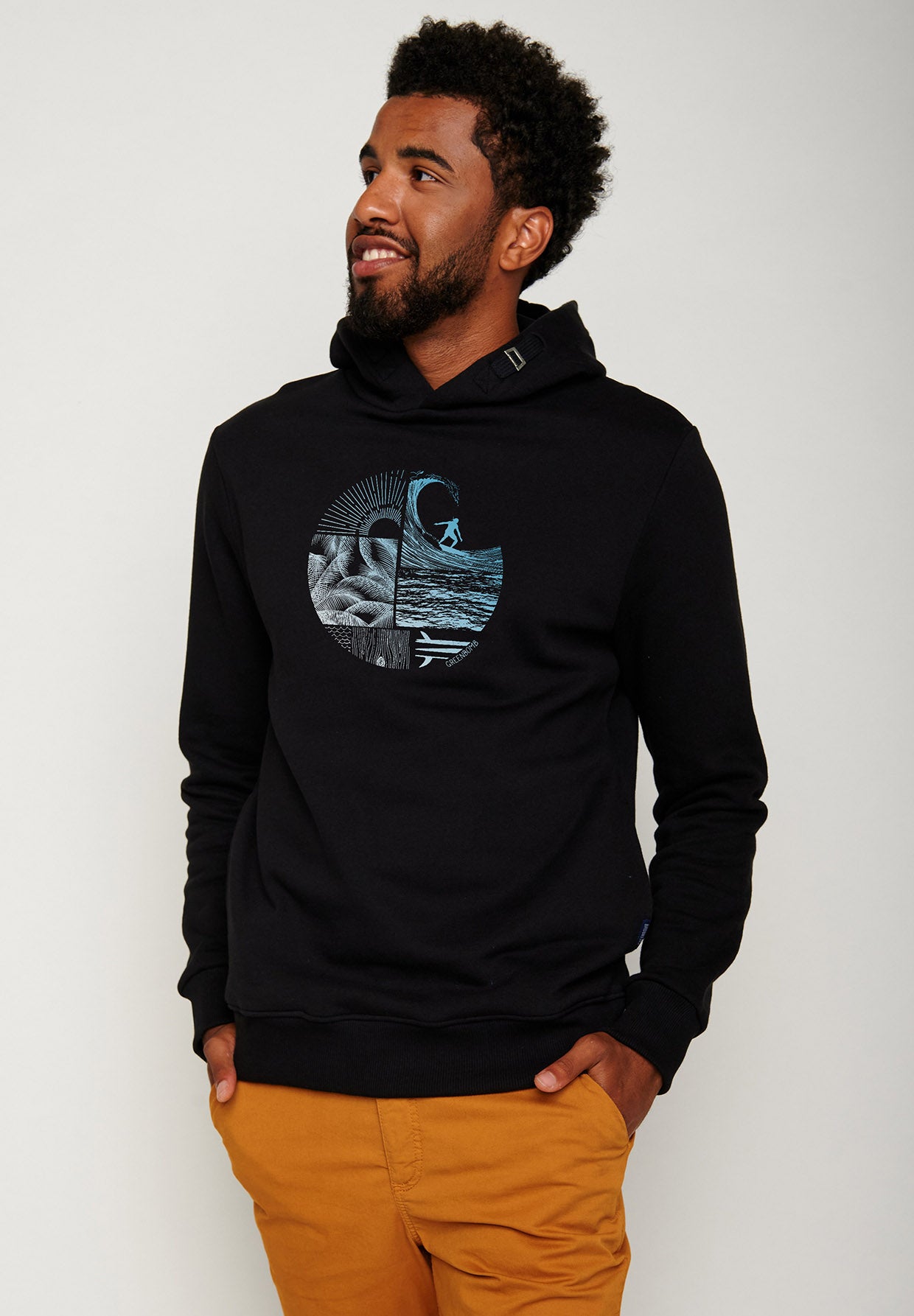 Black: Kuschliger Hoodie aus Bio-Baumwolle für Herren [4701]