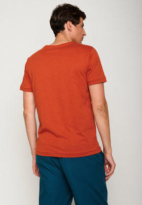 Clay Red: Lässiges T-Shirt aus Bio-Baumwolle für Herren [4885]