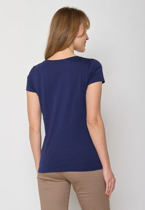 Blauer Lässiges T-Shirt aus Bio-Baumwolle für Damen (2)