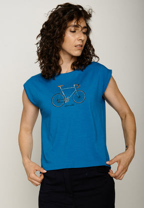 Blau:  Lässiges T-Shirt aus Bio-Baumwoll Mix für Damen [5197]