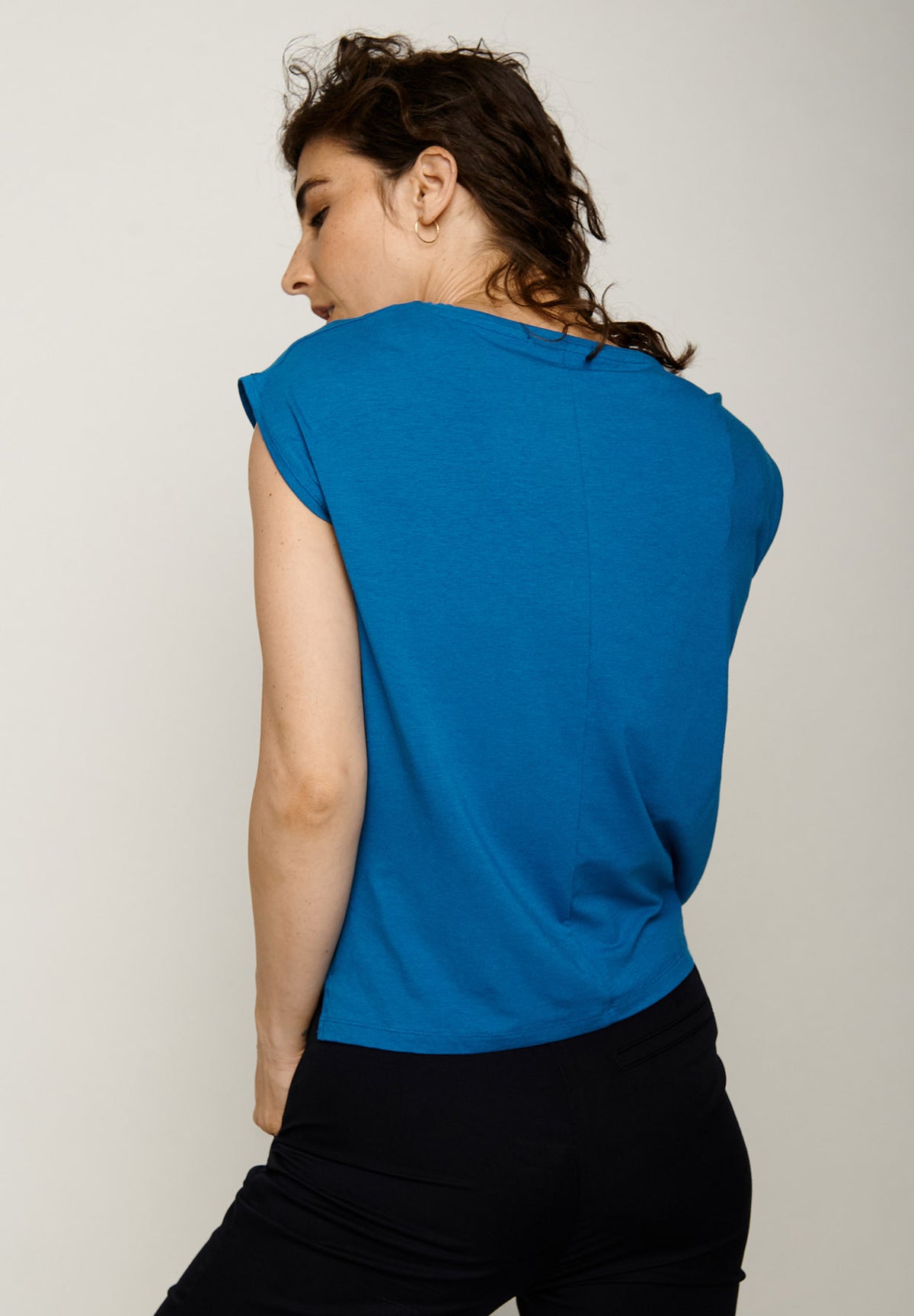 Blau:  Lässiges T-Shirt aus Bio-Baumwoll Mix für Damen [5199]