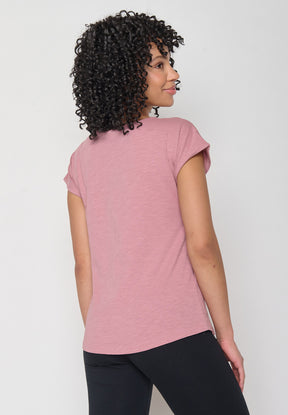 Rosa Sportliches T-Shirt aus Bio-Baumwolle für Damen (3)