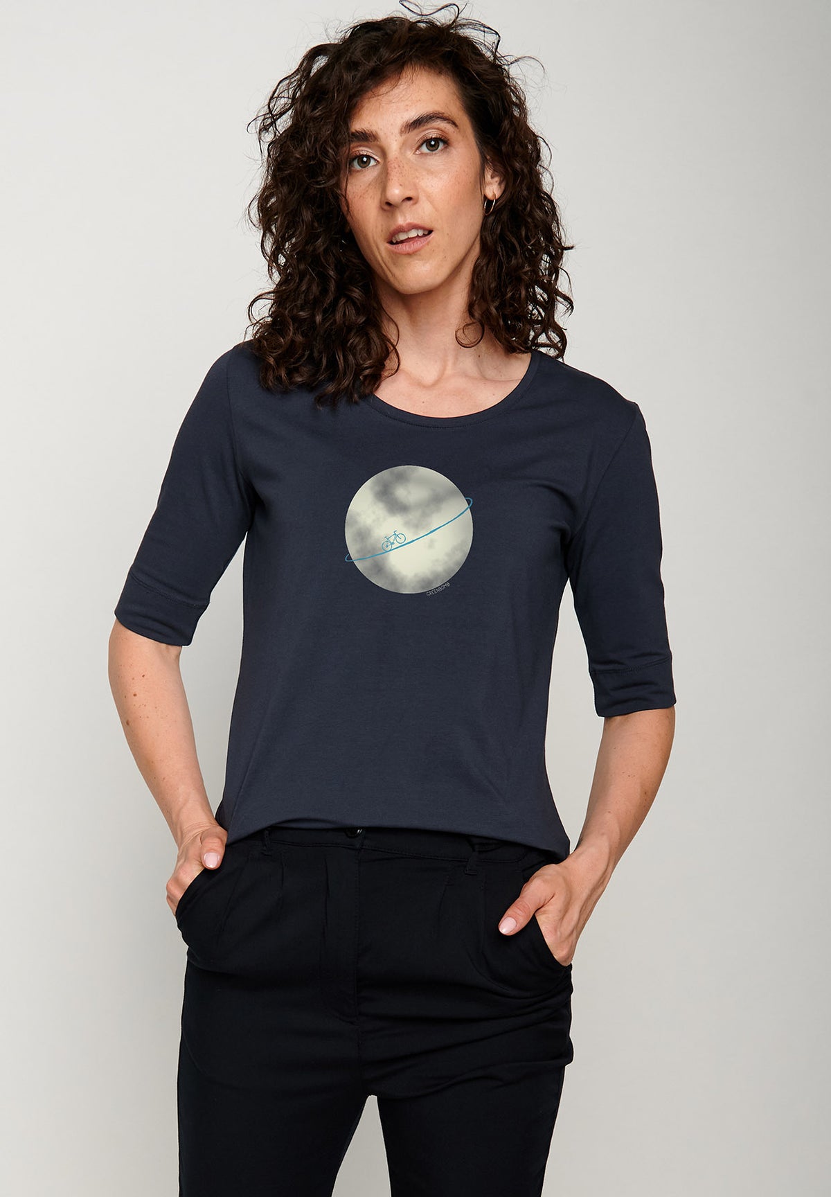 Navy: Sportliches T-Shirt aus Bio-Baumwoll Mix für Damen [5303]