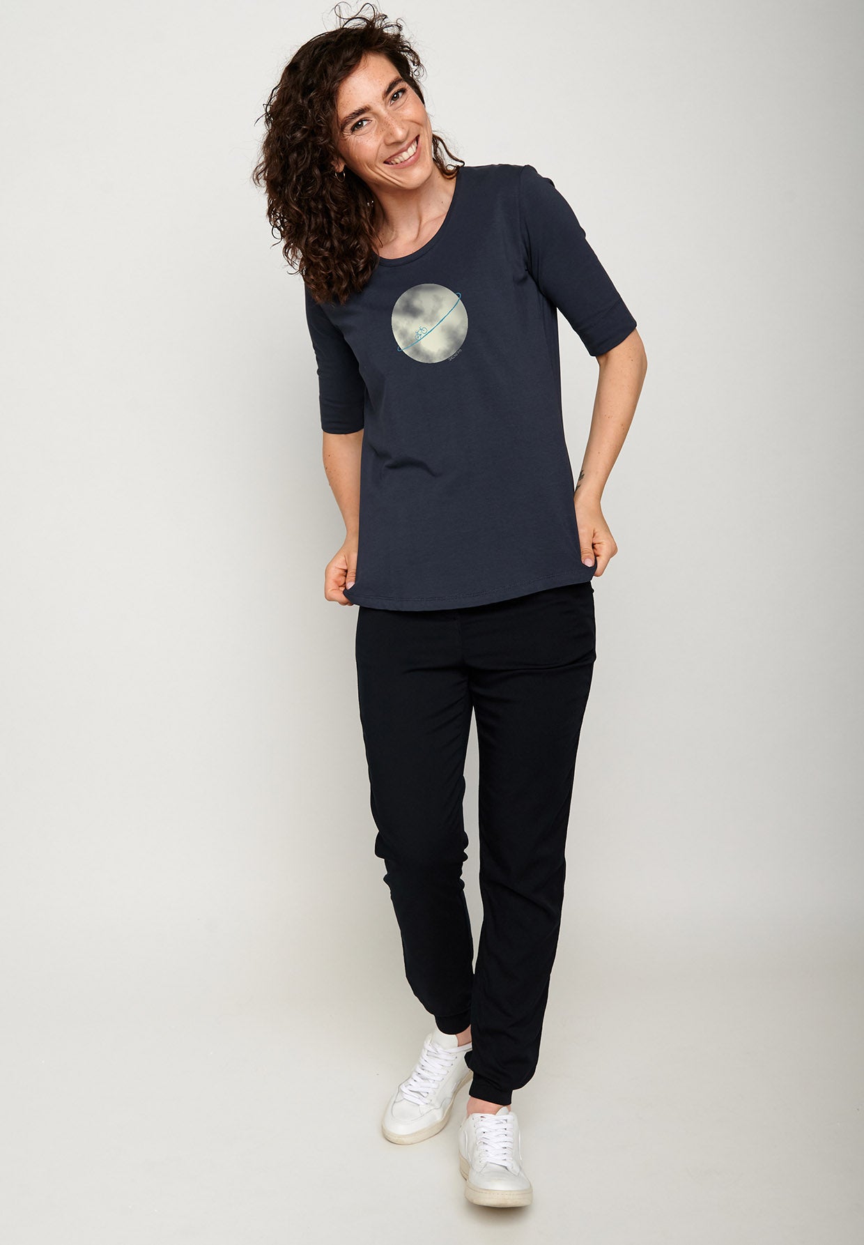 Navy: Sportliches T-Shirt aus Bio-Baumwoll Mix für Damen [5304]
