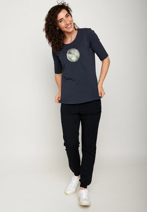 Navy: Sportliches T-Shirt aus Bio-Baumwoll Mix für Damen [5304]
