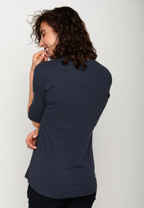 Navy: Sportliches T-Shirt aus Bio-Baumwoll Mix für Damen [5305]