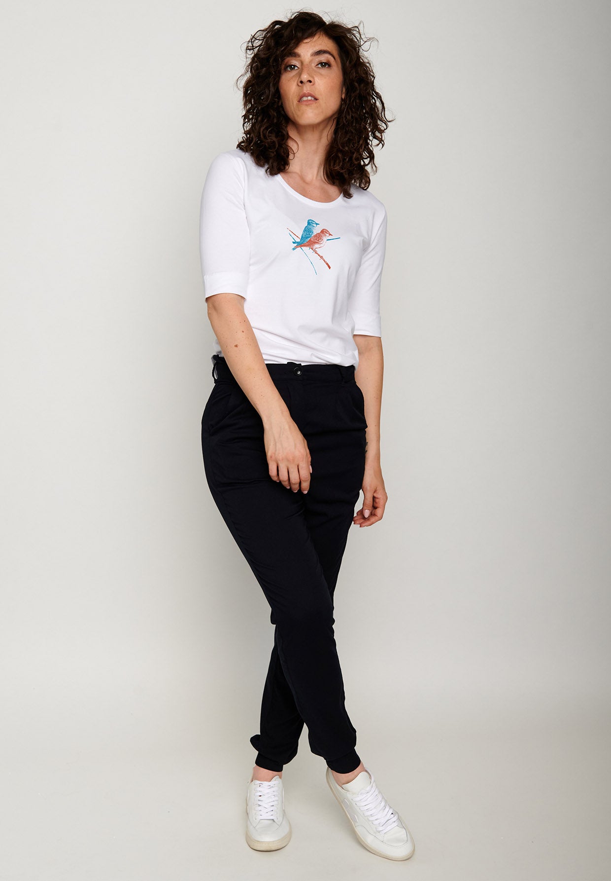 White: Sportliches T-Shirt aus Bio-Baumwoll Mix für Damen [5419]