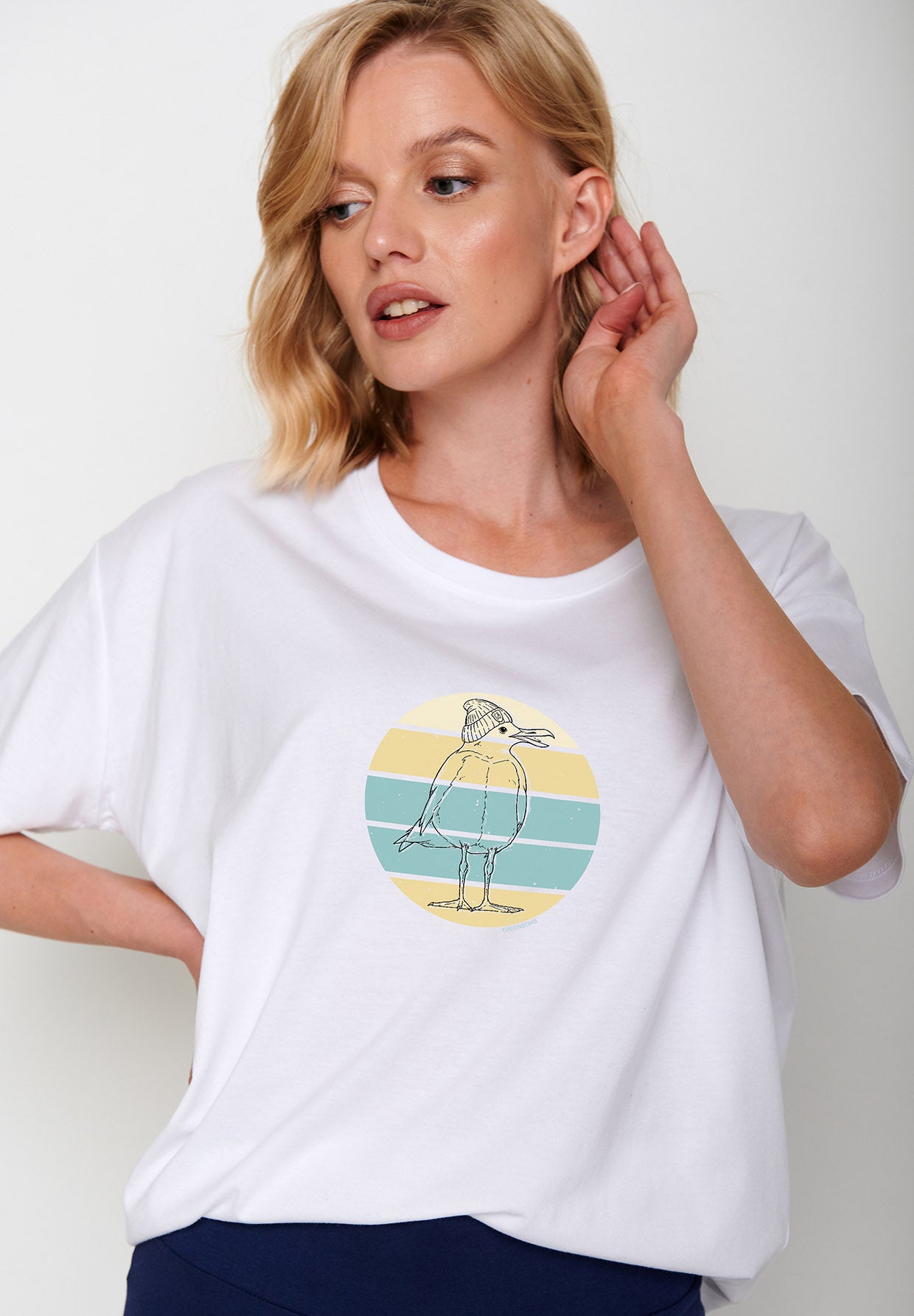 Weiß:  Lässiges T-Shirt aus Bio-Baumwoll Mix für Damen [5471]
