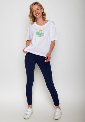 Weiß:  Lässiges T-Shirt aus Bio-Baumwoll Mix für Damen [5472]