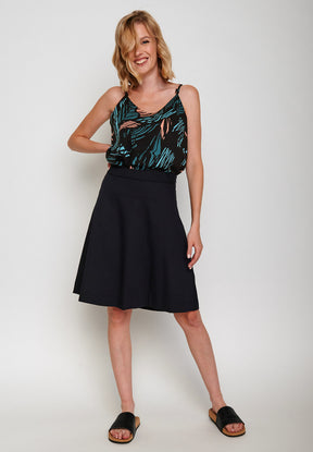 Black: Eleganter Rock aus LENZING™ ECOVERO™ Mix für Damen [5565]