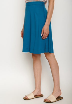 Blau:  Eleganter Rock aus LENZING™ ECOVERO™ Mix für Damen [5572]