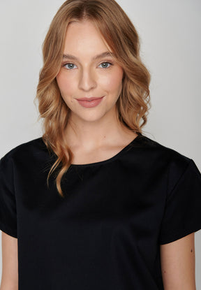 Black: Lässiges T-Shirt aus Viskose (LENZING™ ECOVERO™) Mix für Damen [5626]