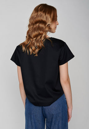 Black: Lässiges T-Shirt aus Viskose (LENZING™ ECOVERO™) Mix für Damen [5627]