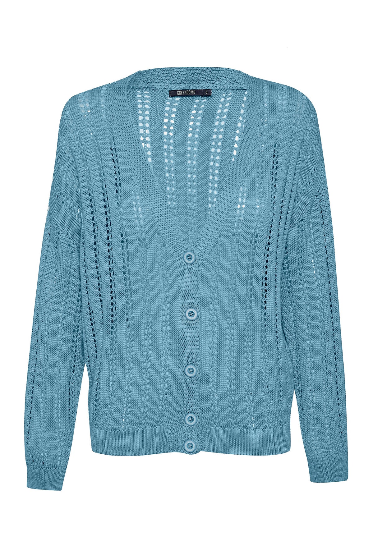 Island Blue: Gemütliche Strickjacke aus Bio-Baumwolle für Damen [5739]