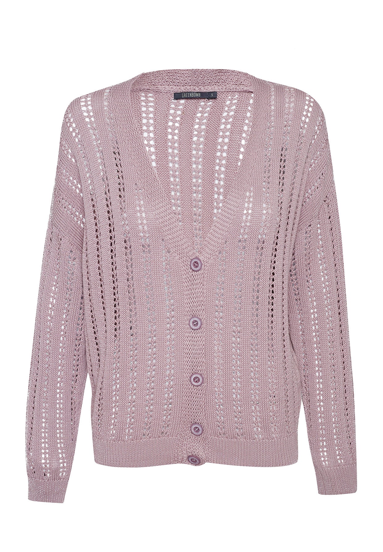 Dusty Lilac: Gemütliche Strickjacke aus Bio-Baumwolle für Damen [5748]