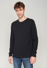 Black: Elegantes Longsleeve aus Bio-Baumwolle für Herren [574]