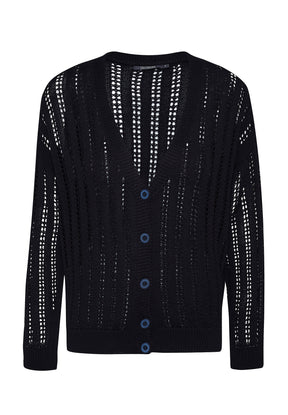 Black: Gemütliche Strickjacke aus Bio-Baumwolle für Damen [5756]