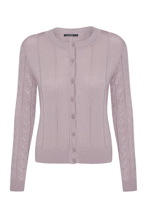 Dusty Lilac: Gemütliche Strickjacke aus Bio-Baumwolle für Damen [5790]
