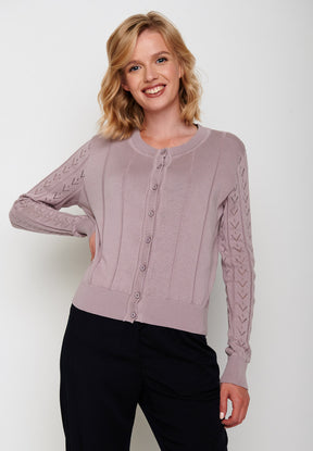 Dusty Lilac: Gemütliche Strickjacke aus Bio-Baumwolle für Damen [5793]