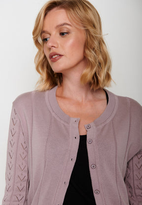Dusty Lilac: Gemütliche Strickjacke aus Bio-Baumwolle für Damen [5794]